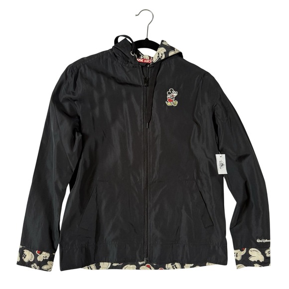 Disney Parks Jackets & Blazers - Disney Parks Mickey Mouse Windbreaker Jacket Black Hooded Zip Up Womens XS New
